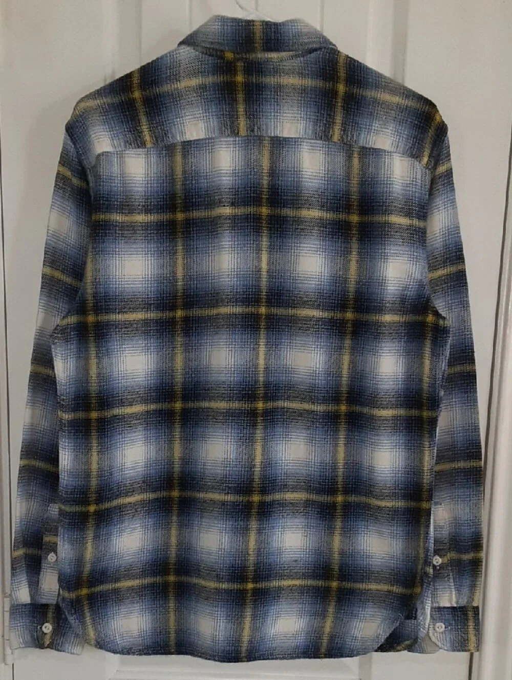 Levi's Jackson Worker Flannel Overshirt Shacket Plaid Blue Yellow Small Flaw